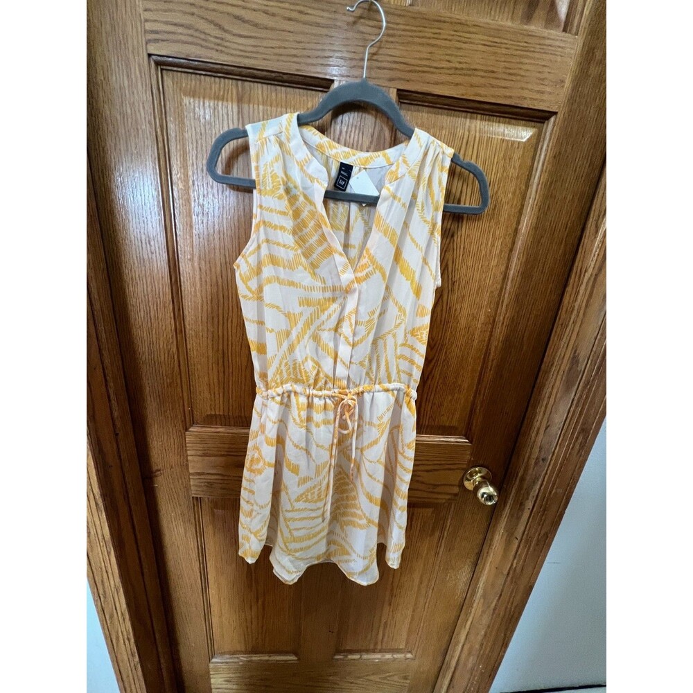Gap Summer Mini Dress Womens XS Fresh Yellow Sleeveless Drawstring Waist